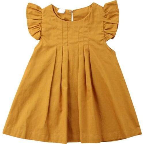 Toddler Kids Baby Girls Sleeveless Dress Princess Party Casual Dresses Summer Solid Sundress