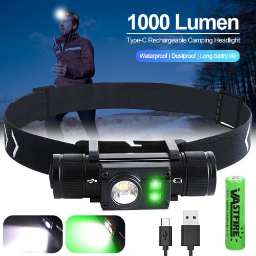 1000lums Hands-free White/Green/Red LED Headlamp L2+XPE Lamp 7 Modes Fishing Head Light Tactical Torch Power by 18650 Battery