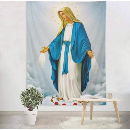 Blessed Virgin Mary Tapestry Mother of God Christian Wall Art Decorations Jesus Christ
