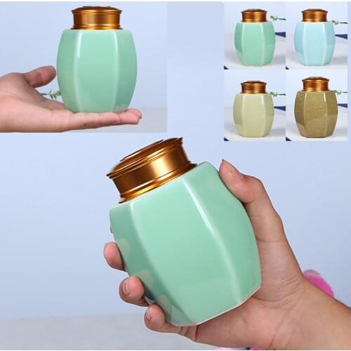Longquan Celadon Ge Kiln Ceramic Tea Caddy Sealed Moisture-proof Tea Coffee Spice Sugar Packaging Jar