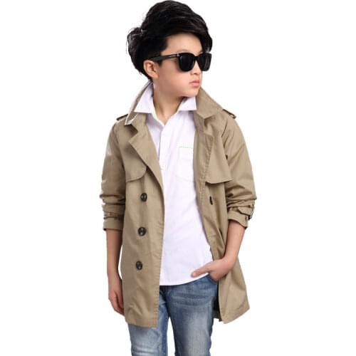 Classical boy trench coat solid gentleman style coat jacket for4-12years boys children kids causal outerwear clothes