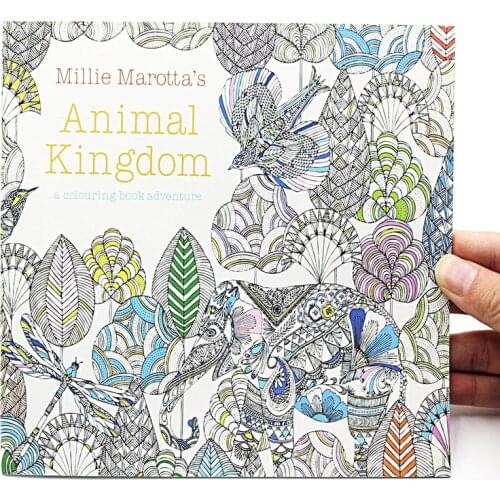 1PC New 24 Pages Animal Kingdom English Edition Coloring Book For Children Adult Relieve Stress Kill Time Painting Drawing Book