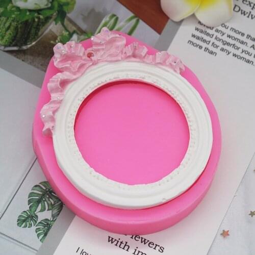 P989 Lace Bow Ribbon European Frame DIY Plaster Spreading Fondant Chocolate mold Baking Silicone Mould kitcthen tools
