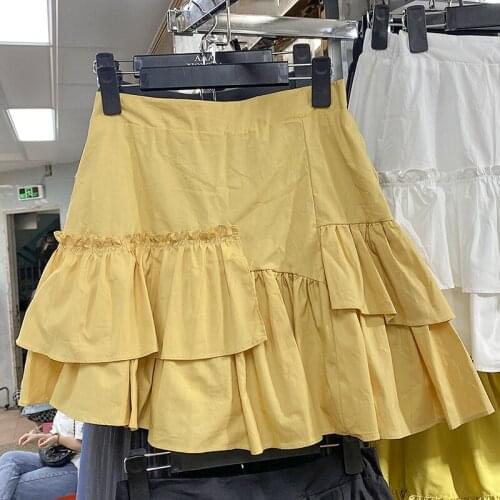 Summer Irregular Short Skirt With Fungus, Korean Version Of High Waist, Thin Asymmetrical Ruffled A-line Skirt 1314
