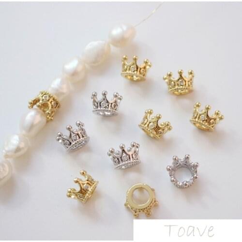 Copper-plated 18K crown-embedded diamond-hanging pendant bracelet necklace diy accessory material