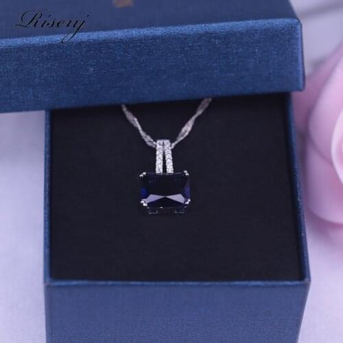 Many colors silver color fashion ladies pendant necklace set with shiny AAA zircon rope wedding square gift jewelry