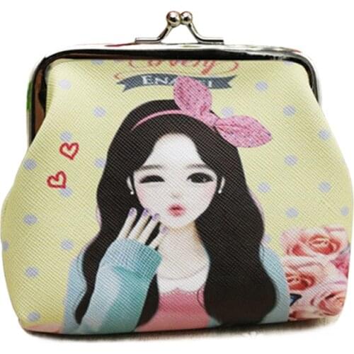 Fashion Women Mini Coin Purse Beautiful Girl Printing Small Coin Wallet Portable Lady Clutch Money Bag Key Coin Card Pouch Case