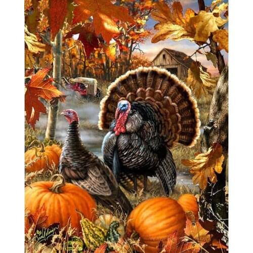 DIY Square Diamond Painting "Autumn Scenery" Embroidery Cross Stitch Turkey and Pumpkin 5D Home Decor Gifts Diamond Puzzle Kits