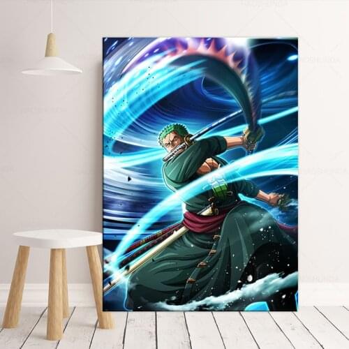 Wall Art Poster HD Prints Roronoa Zoro Modular Pictures One Piece Canvas Painting Anime Home Decoration For Living Room Frame