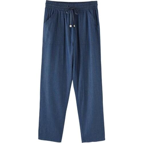 2020 New Style Slim Straight Ankle-length Pants Vintage High Waist Jeans Womens Loose Cowboy Pants Plus Size 5XL/6XL/7XL Black