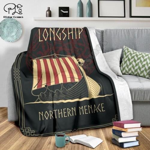 Polynesian style viking longship Fleece Blanket 3D printed Sherpa Blanket on Bed Home Textiles Dreamlike HOME ACCESSORIES