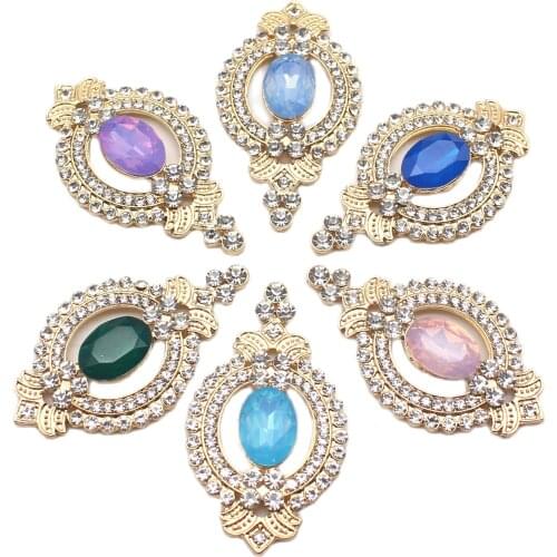 5Pcs new alloy rhinestone hollow oval fashion buttons, DIY handmade sewing buttons decorative jewelry brooch accessories
