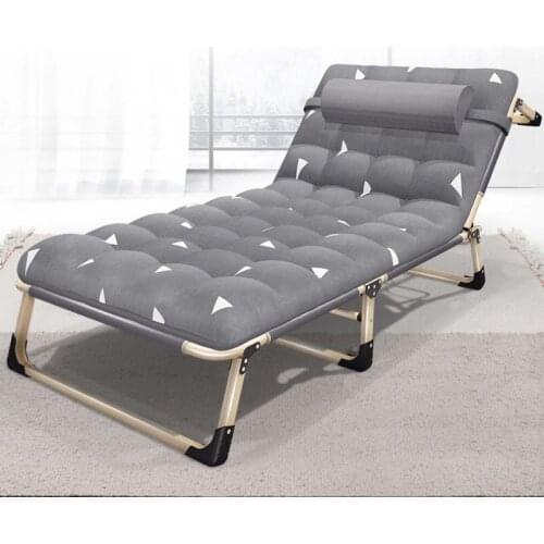 A1 Folding Single Bed Strong Steel Frame Lunchtime Cot Simple Chaise Lounge with Headrest for Nap Adult Office Escort March
