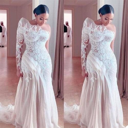 Real Image Plus Size Mermaid Wedding Dress Ruffles Appliqued Lace Bridal Dresses Custom Made Gorgeous SweepTrain Robes De Mariée