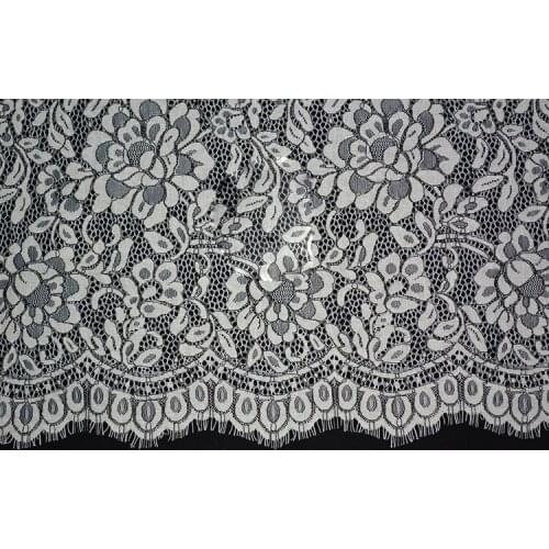 Double edged eyelash 150cm wide high quality white flower Lace Fabric Trim Ribbon DIY Garment Accessories sewing trimming