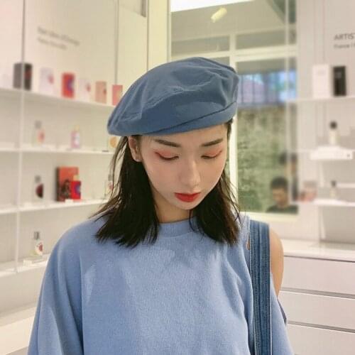 Autumn and winter hat female tide belei cap thin money British restore ancient ways pure color painter cap