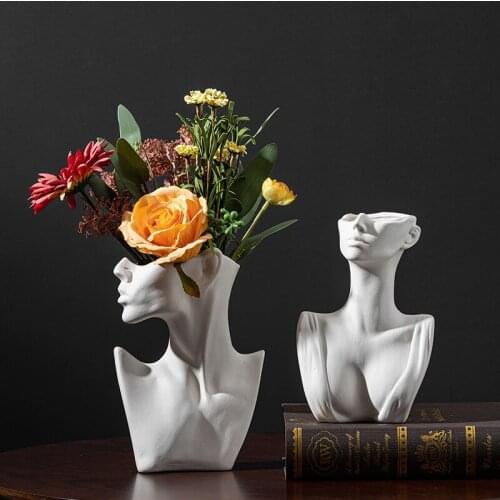 Nordic Ceramics Portrait Vase Abstract Body Flower Pot Flower Decoration Crafts Home Display Arrangement Modern Home Decoration