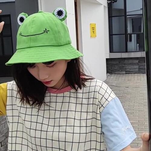 Frog Bucket Hat Cute Women Cover Fisherman Cap Hat For Adult Women Sunscreen Summer Outing Hat Present Sunscreen Sunhat