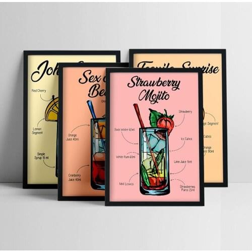 Fruits Cocktail Drink Vintage Poster Colourful Pub Bar Club Cafe Prints Canvas Painting Wall Art Sticker Nordic Home Decoration