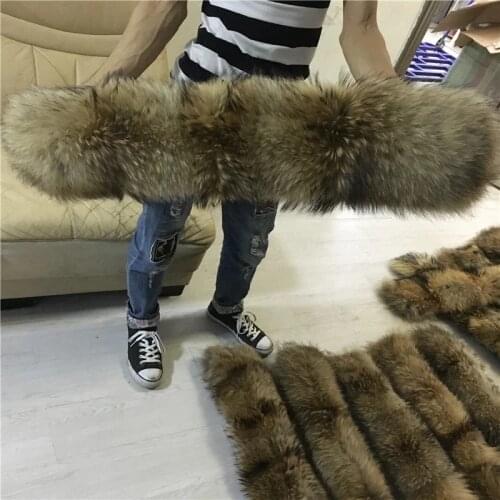 100% Real Fur Collar Winter Warm Raccoon Natural Fur Scarves Women Children Down Coat Parkas Jacket Genuine Luxury Fur Neck Cap