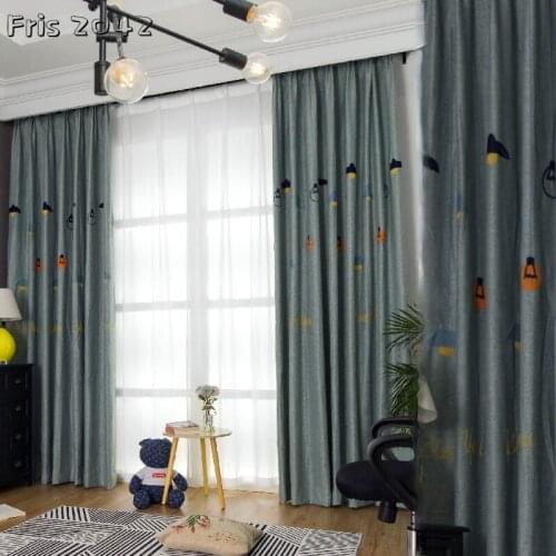 New Curtain Simple Cotton and Linen Elegant Embroidered Shading Finished Product Curtains for Living Dining Room Bedroom