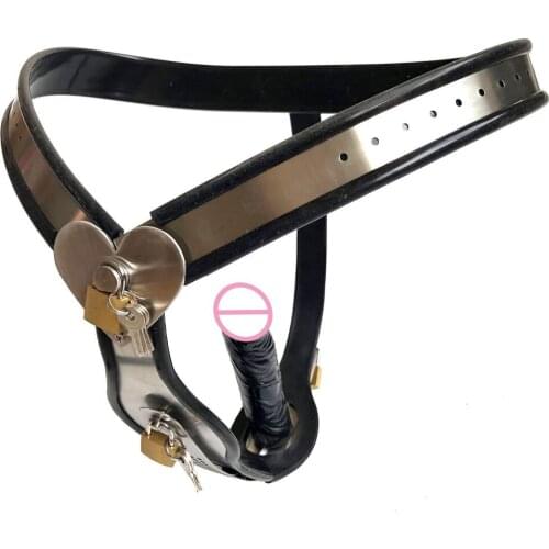 Stainless Steel Silicone Female Chastity Belt With Anal Vagina Plug Penis Chastity Pants Adult Games Bondage Sex Toys For Woman
