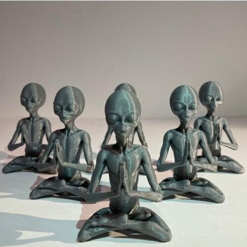 1PC Meditating Alien Resin Statue Garden Ornament Best Art Decor for Indoor Outdoor Home or Office