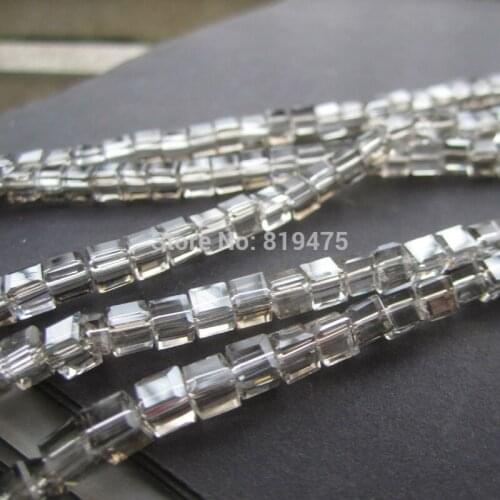 100Pcs/Lot 4mm Glass crystal beads Loose Cube Square shape Gray/Grey color for jewelry making