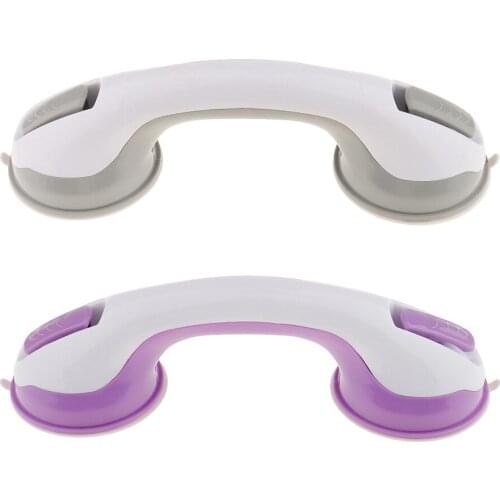 2pcs Durable Suction Helping Handle Safety Cup Grab Bar Handrail Bathroom Shower Bathtubs Grip Rails 10'' Purple Grey