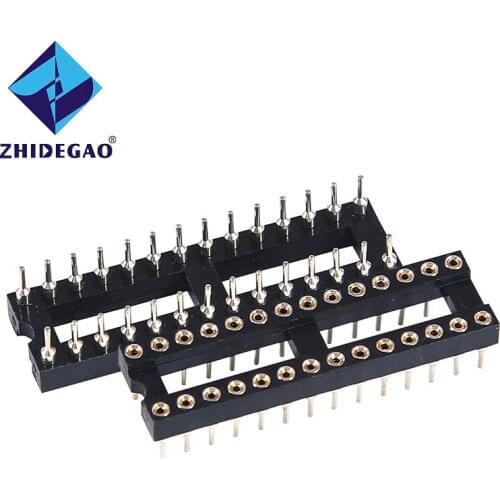 ZHIDEGAO 5pcs DIP28 Round Hole 28 Pins 2.54MM IC Sockets Adaptor Solder Type 28 PIN IC Connector