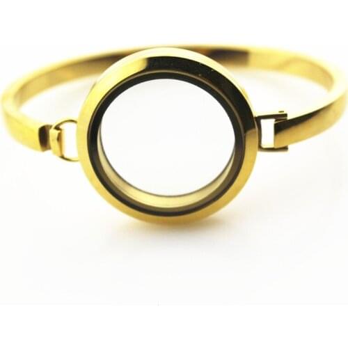 5pcs/lot Round Stainless Steel Floating Locket Charms Bracelet Gold Screw 30mm Glass Memory Locket Bracelet&Bangles DIY Jewelry
