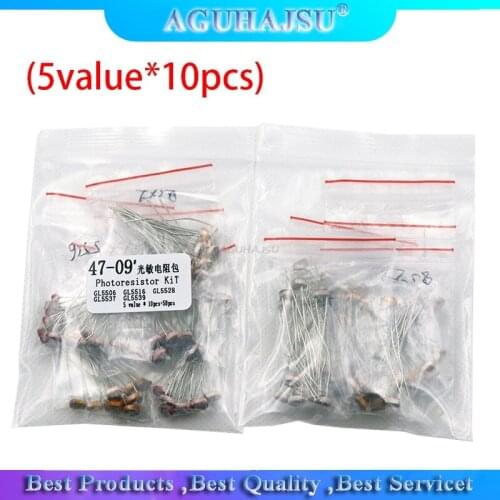 50pcs(5value*10pcs) LDR Photoresistor diy kit for GL5506 GL5516 GL5528 GL5537 GL5539