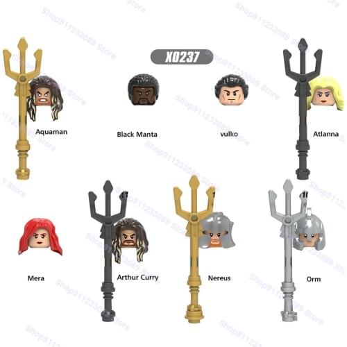 8pcs/lot Vulko Black Manta Nereus Atlanna Building Blocks Bricks Superhero Dolls Action Figures Toys Children Gift X0237