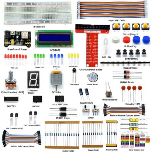 Adeept New Starter Kit for Raspberry Pi 3 2 Model B/B+ Python with Guide Book 40-Pin GPIO Board Book headphones diy diykit