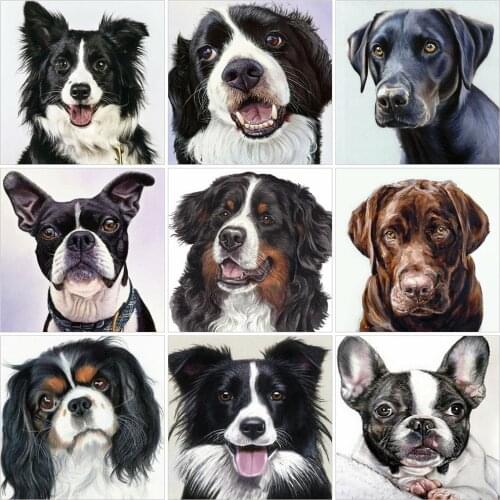 Huacan 5D Diamond Painting Rhinestones Dog Diamond Mosaic Embroidery Animals Handicraft Beaded Pictures Bedroom Decoration