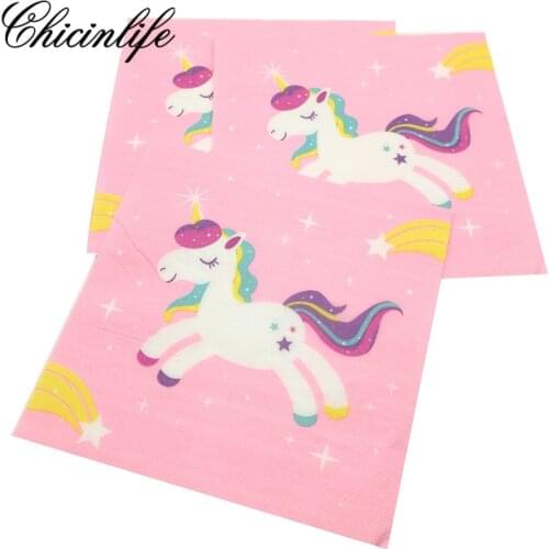 Chicinlife 1Bag Rainbow Unicorn Paper Napkin Tableware Boy Or Girl Happy Birthday Party Baby Shower Decoration Supplies