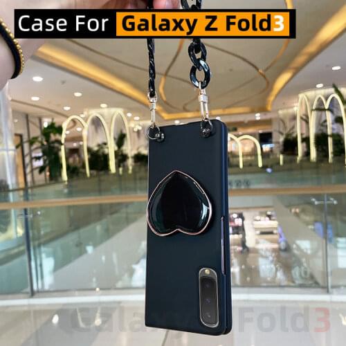 For Samsung Galaxy Z Fold3 Case W22 Foldable Screen Phone Case Galaxy Z fold 3 case Electroplated Love Bracket