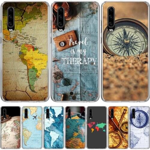Travel in the world map Plane plans Phone Case for Huawei P30 P40 P20 P10 Mate 20 10 30 Lite Pro P Smart Z Plus + Art Luxury Cov