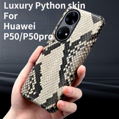 Python Skin Phone Case for Huawei P50 P50pro, Luxury Genuine Leather Phone Case Personalized Phone Case