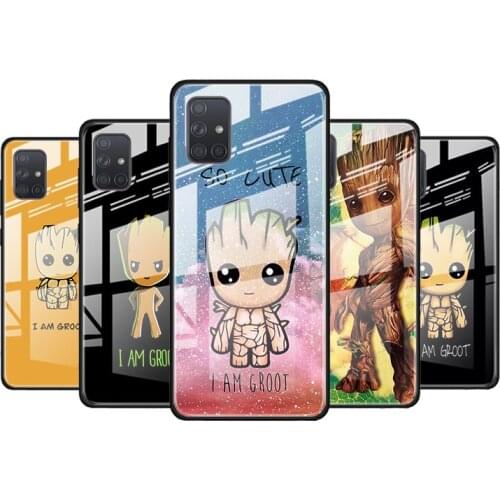 Marvel Groot Art for Samsung Galaxy S21 Ultra A71 A51 4G 5G A91 A81 A41 A31 A21 A11 A01 Tempered Glass Phone Case