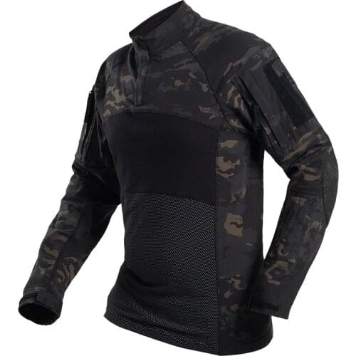Multicam Black Tactical Shirt Army Military Combat Shirts Camo Men Long Sleeve Quick Dry Outdoor Hiking Hunting T Shirt