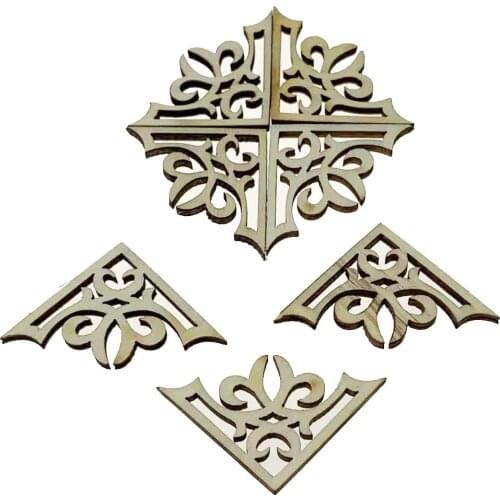 20pcs Wooden Crafts Hollow Carving Flowers Heart Wood Chips Decoration Hanging Ornament DIY Accessories Home Decor Pendant