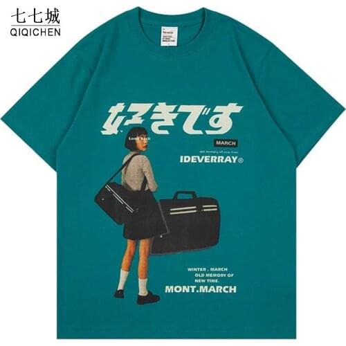 Summer Men T-shirt Hip Hop Streetwear Harajuku Tops Girl Japanese Kanji Print Woman Oversized Short Sleeve Loose Cotton Tshirts