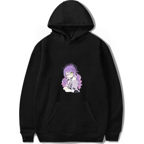 HOLOLIVE Vtuber Tokoyami Towa Print Autumn and Winter Holiday Men/Women Pure Cotton Fleece Hooded Novelty Sweet Streetwear