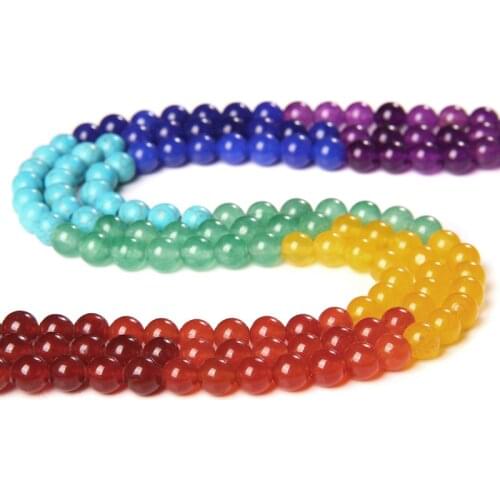 7 Chakra Stone Bead 6 mm 8 mm Natural Polished Tiger Eye Red Agat Turquoise Green Aventurine Strand Beads For DIY Making Jewelry