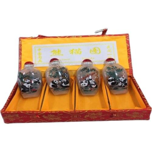 Chinese Unique Painting snuff bottle inside painted four combinations panda