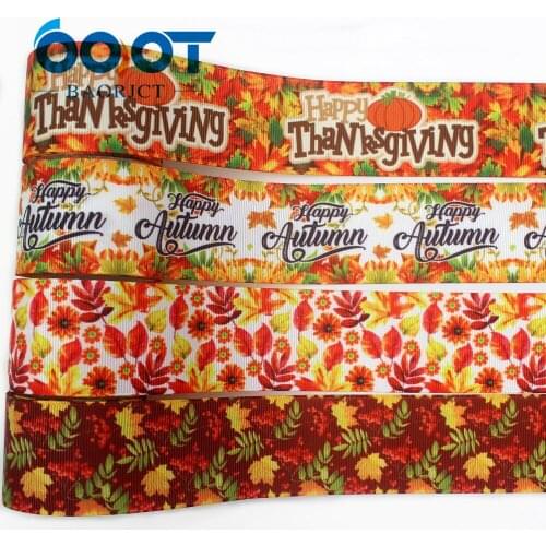 I-19831-2019,1-1/2'' 38mm Happy autumn Printed grosgrain ribbon,10yds DIY handmade accessories Holiday decoration