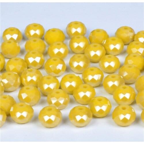 4 6 8mm Yellow AB Faceted Rondelle Loose Spacer Round Austria Crystal beads For DIY Jewelry Making