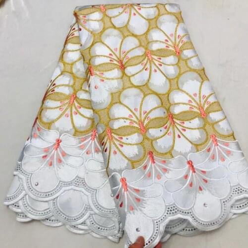 Hot selling tissu african swiss voile lace dentelle blanche 100%cotton lace fabric french dry cotton lace fabrics 5yards/lot