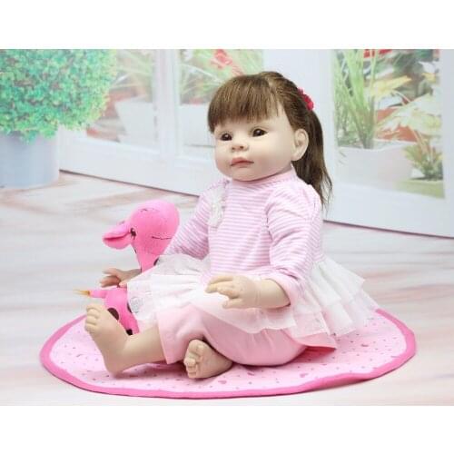 Free shipping wholesale 22inch lifelike reborn toddler girl doll toys and gifts for girls